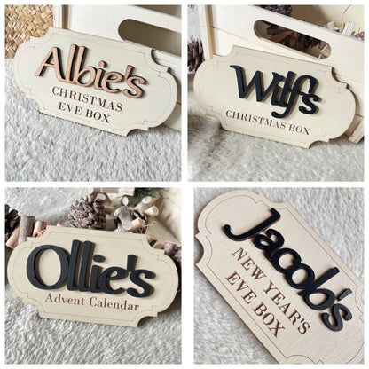 Personalised Christmas Eve Box Plaque – Wooden Engraved Name Sign