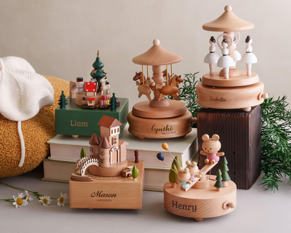 Personalized Wooden Train Music Box – Baby & Kids Keepsake Gift