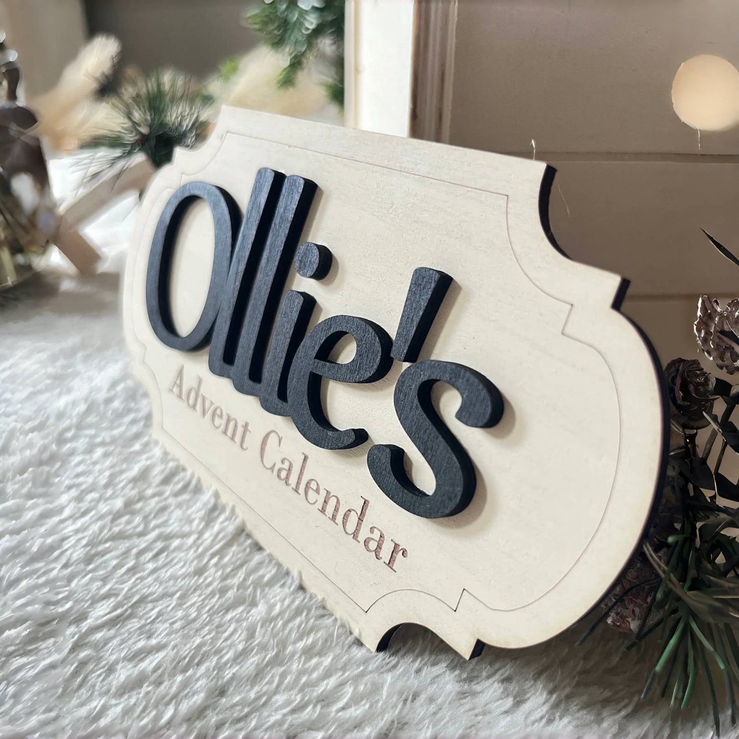 Personalised Christmas Eve Box Plaque – Wooden Engraved Name Sign