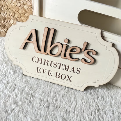 Personalised Christmas Eve Box Plaque – Wooden Engraved Name Sign