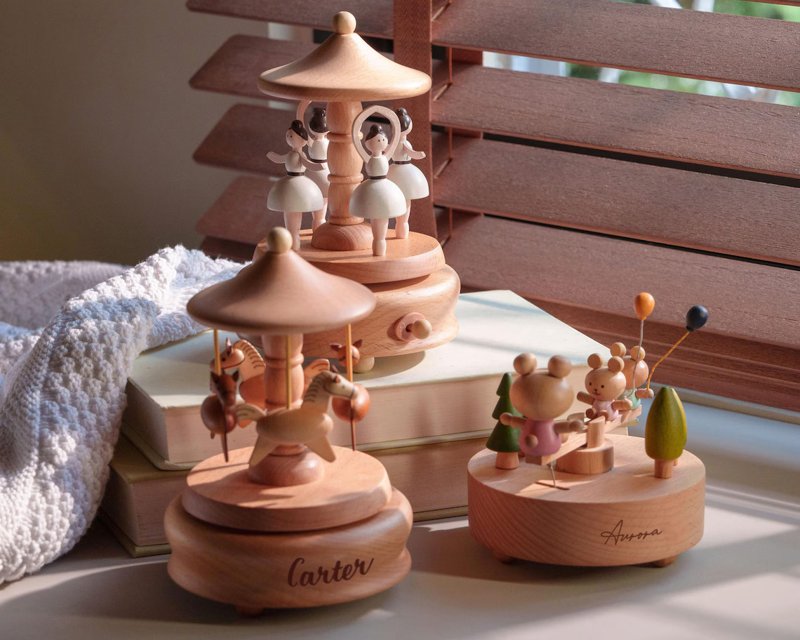 Personalized Wooden Train Music Box – Baby & Kids Keepsake Gift