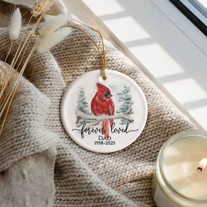 Personalized Cardinal Memorial Ceramic Ornament – Custom Name & Years Gift