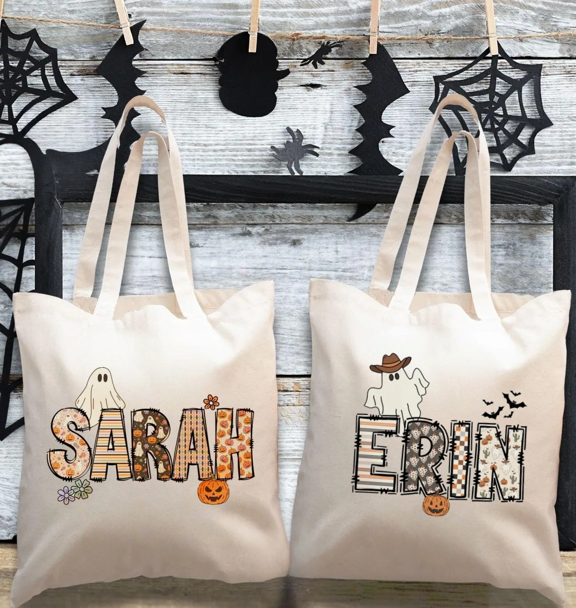 Personalized Retro Halloween Tote Bag – Trick or Treat Candy Bag