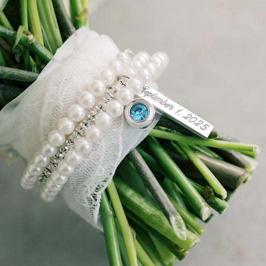 Something Blue Bride Bouquet Charm – Engraved Gift
