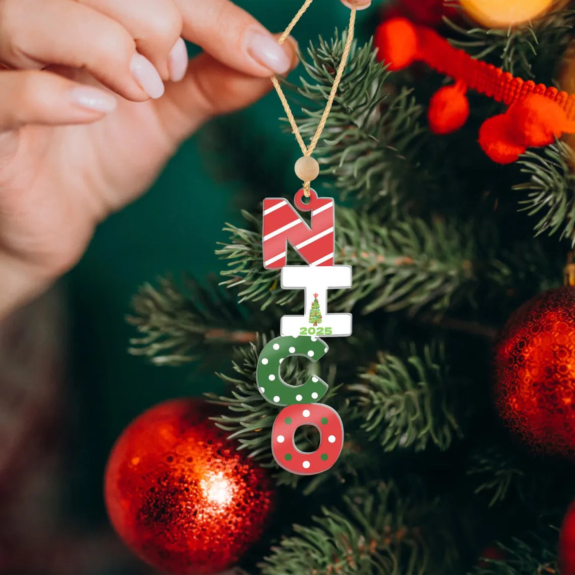 Personalized  Acrylic Christmas Name Letter Ornament 2025 – Custom Stocking Tag