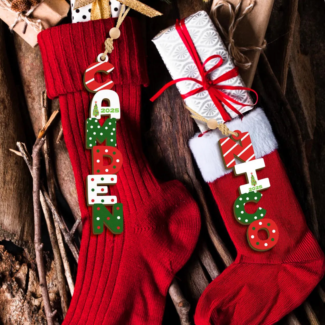 Personalized  Acrylic Christmas Name Letter Ornament 2025 – Custom Stocking Tag