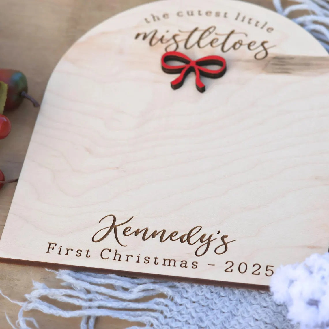 DIY Baby Footprint Sign – First Christmas Personalized Keepsake Bow