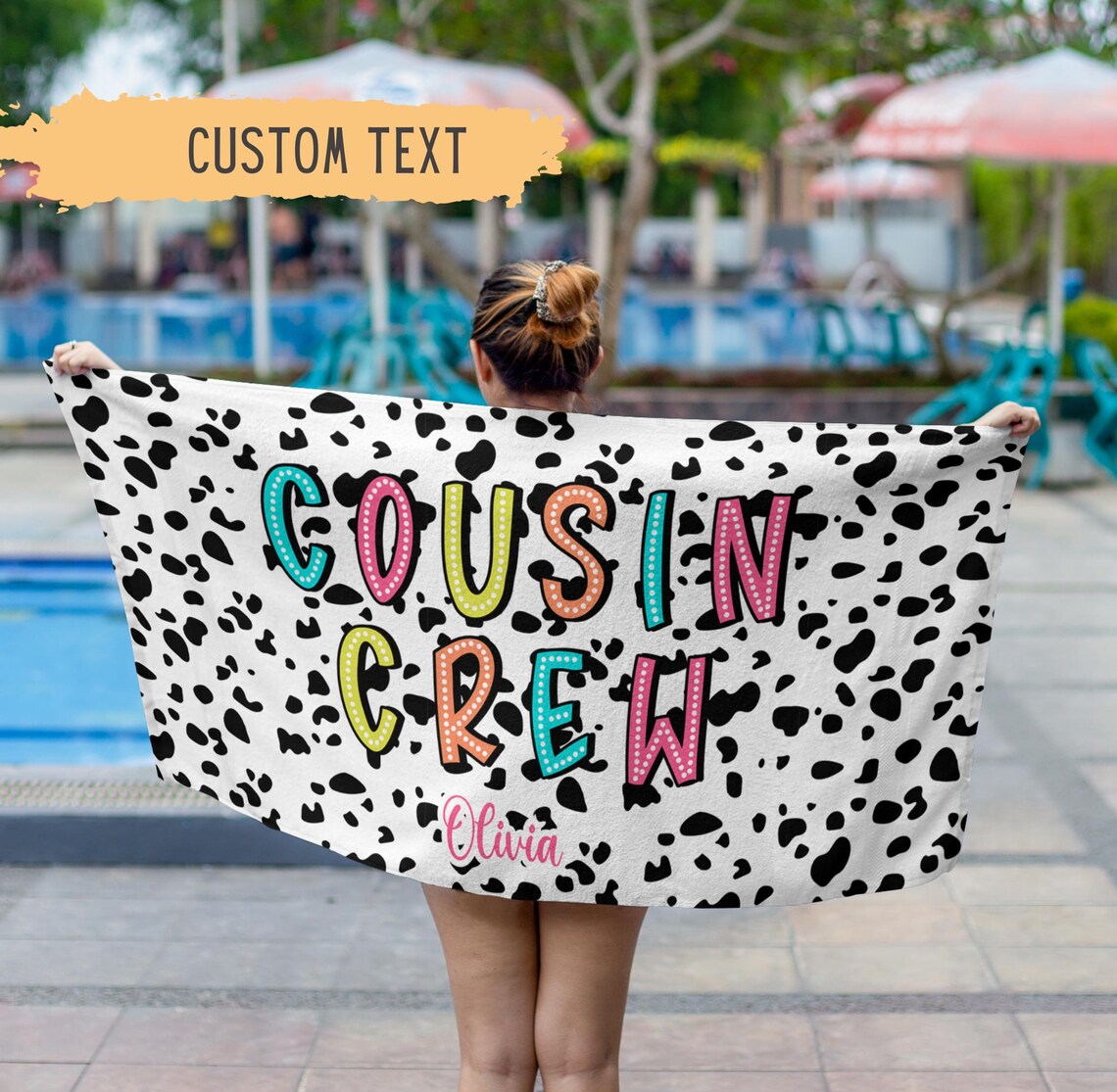 Personalized Cousin Crew Name Beach Towel – Custom Family Reunion Gift