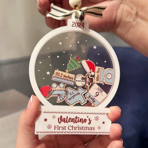 Personalized Baby's First Christmas Ornament 2025 - Custom Name Shaker Gift