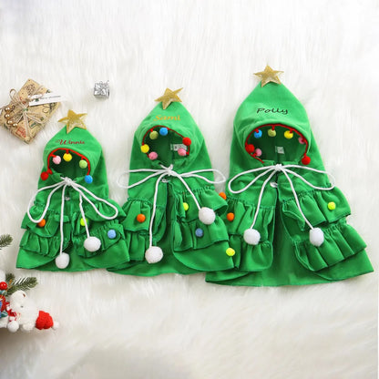 Personalized Christmas Pet Name Cape | Dog & Cat Holiday Outfit | Custom Embroidered Pet Cloak