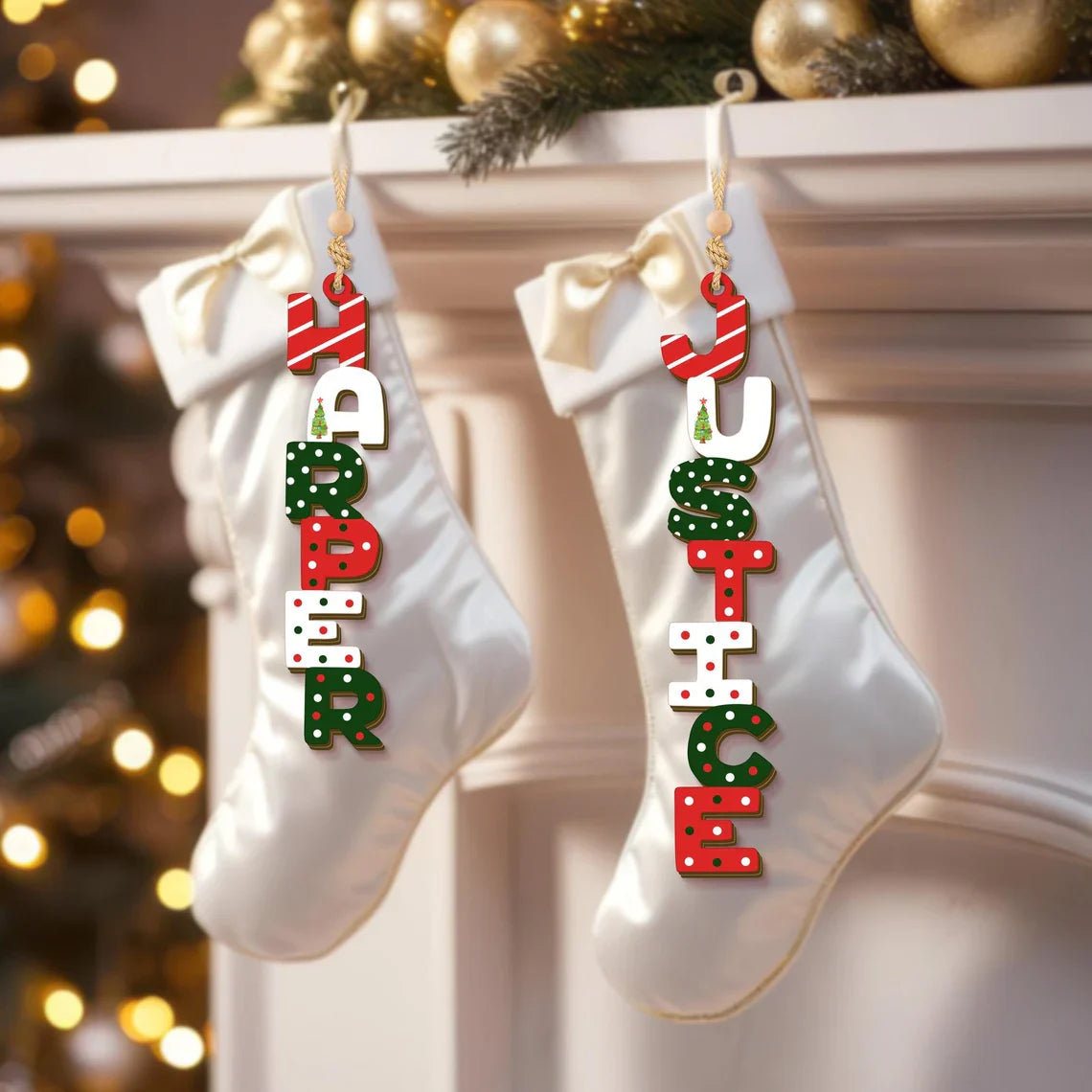 Personalized  Acrylic Christmas Name Letter Ornament 2025 – Custom Stocking Tag