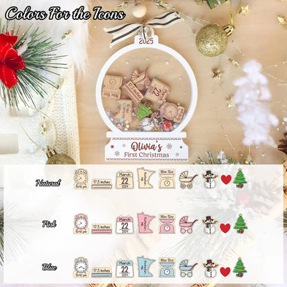 Personalized Baby's First Christmas Ornament 2025 - Custom Name Shaker Gift