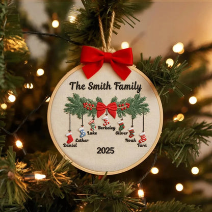 Personalized Family Christmas Embroidery Ornament 2025 | Stockings on Mantel