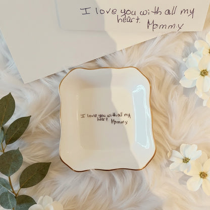 Personalized Handwriting Ring Dish – Custom Jewelry Keepsake Gift