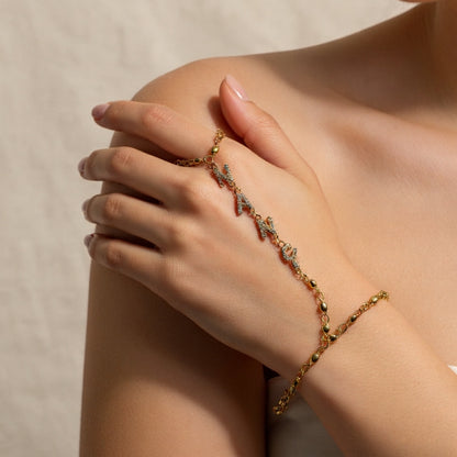 Custom Name Hand Chain – Pavé Gold & Silver Personalized Bracelet