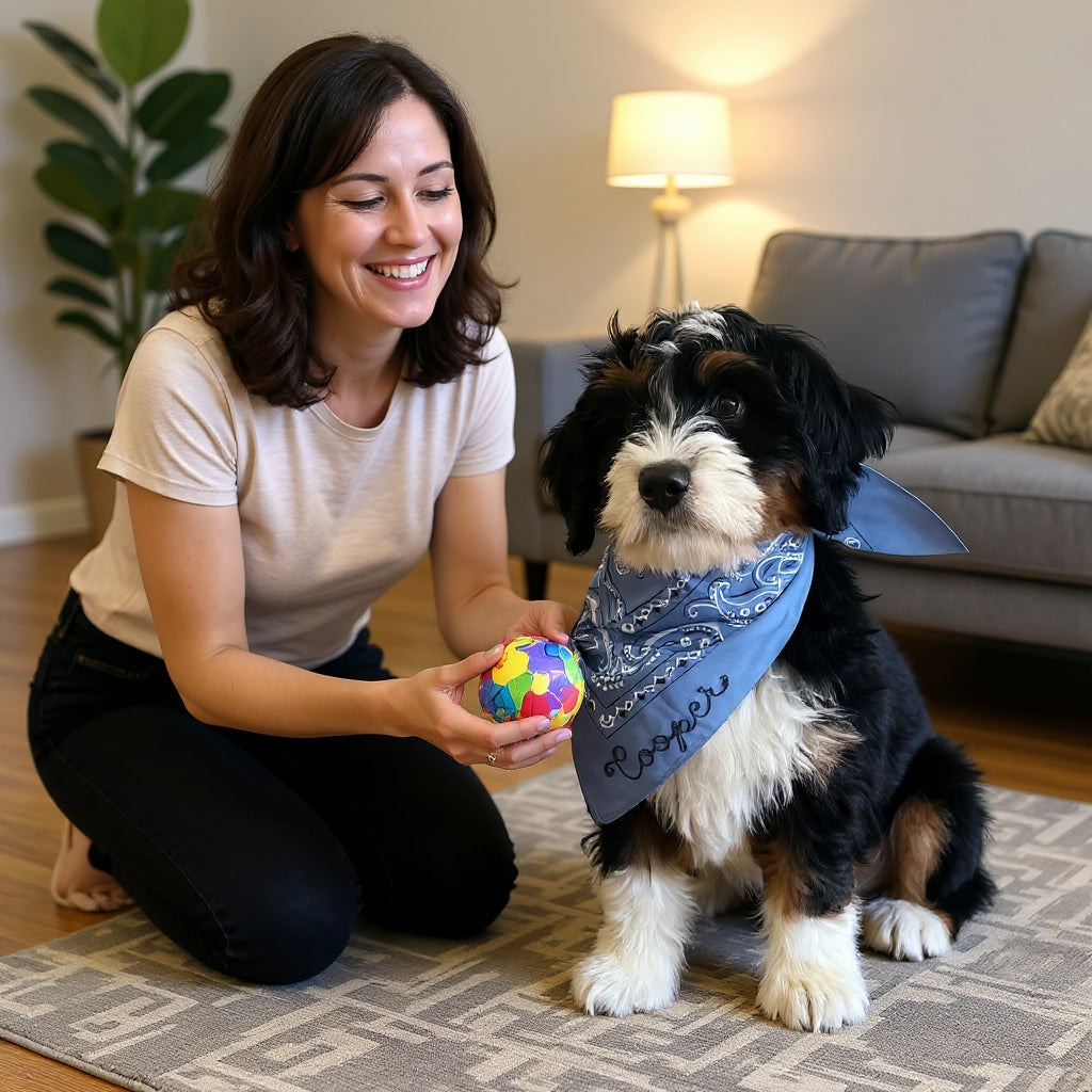 Personalized Dog Bandana with Name | Custom Chainstitch Embroidery