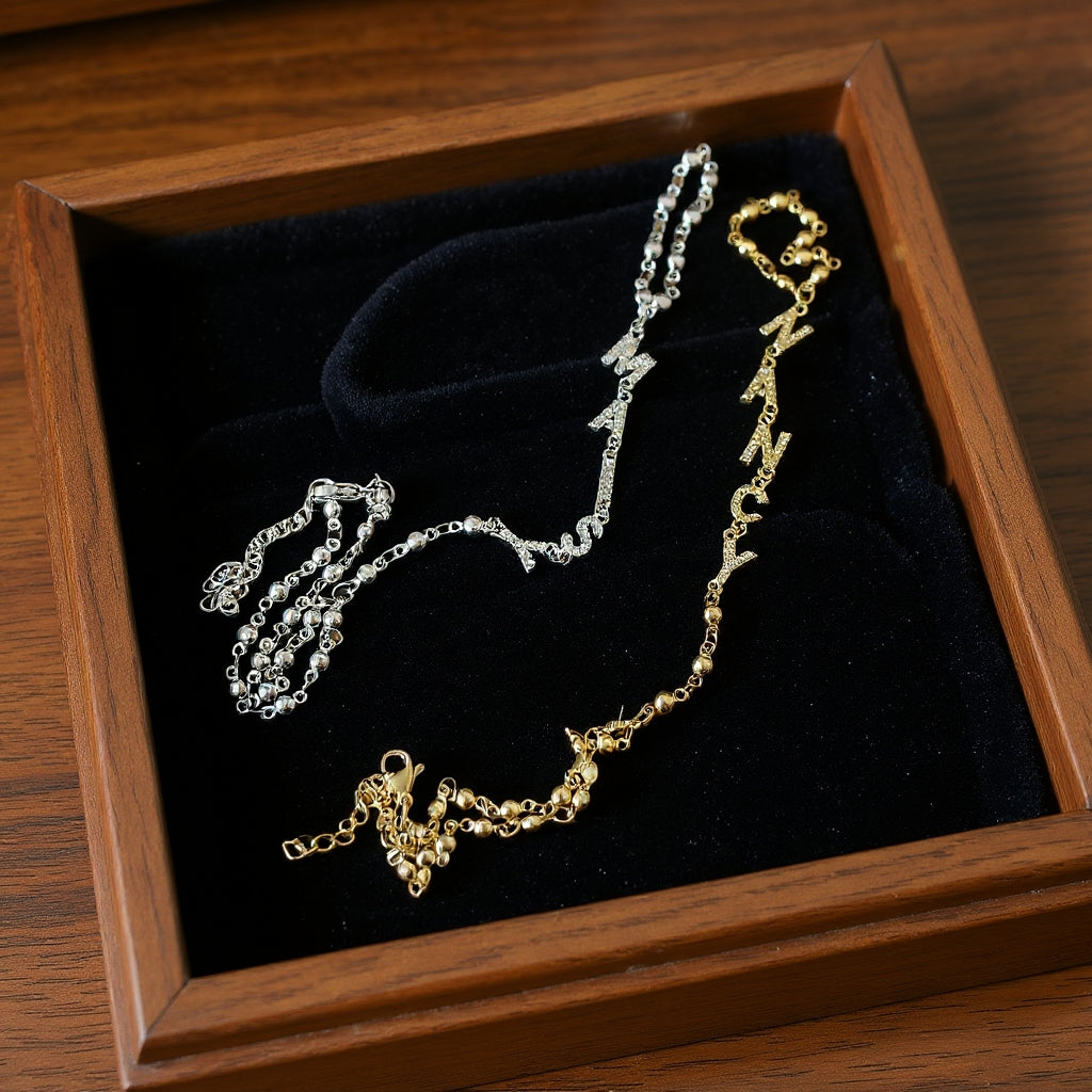 Custom Name Hand Chain – Pavé Gold & Silver Personalized Bracelet