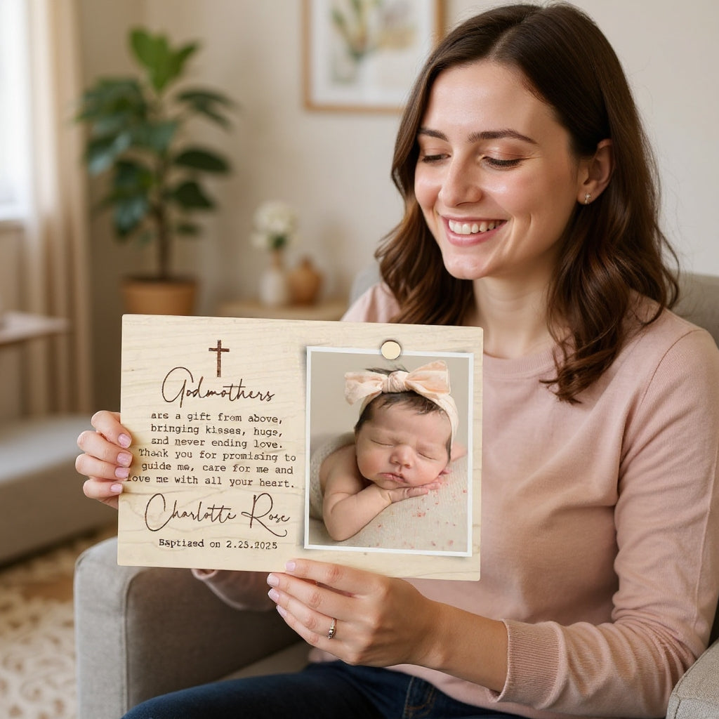 Personalized Godparents Frame – Baptism Gift from Godchild