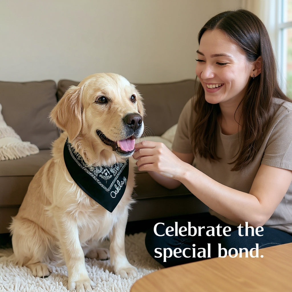 Personalized Dog Bandana with Name | Custom Chainstitch Embroidery