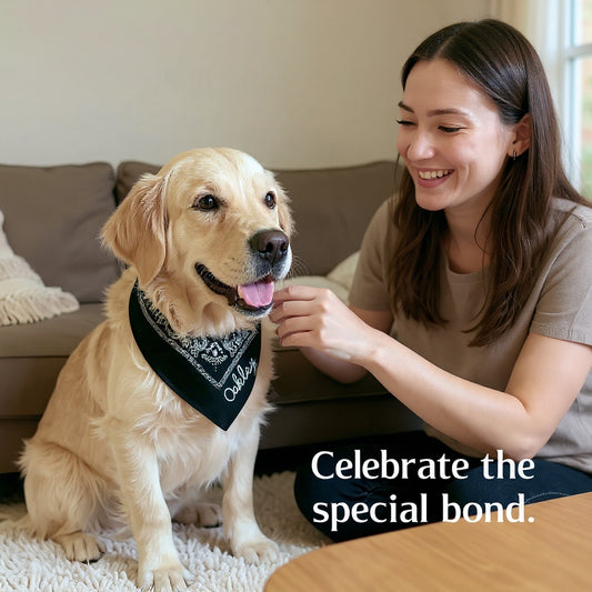 Personalized Dog Bandana with Name | Custom Chainstitch Embroidery