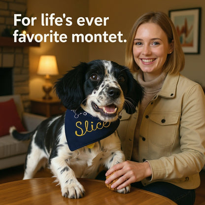 Personalized Dog Bandana with Name | Custom Chainstitch Embroidery