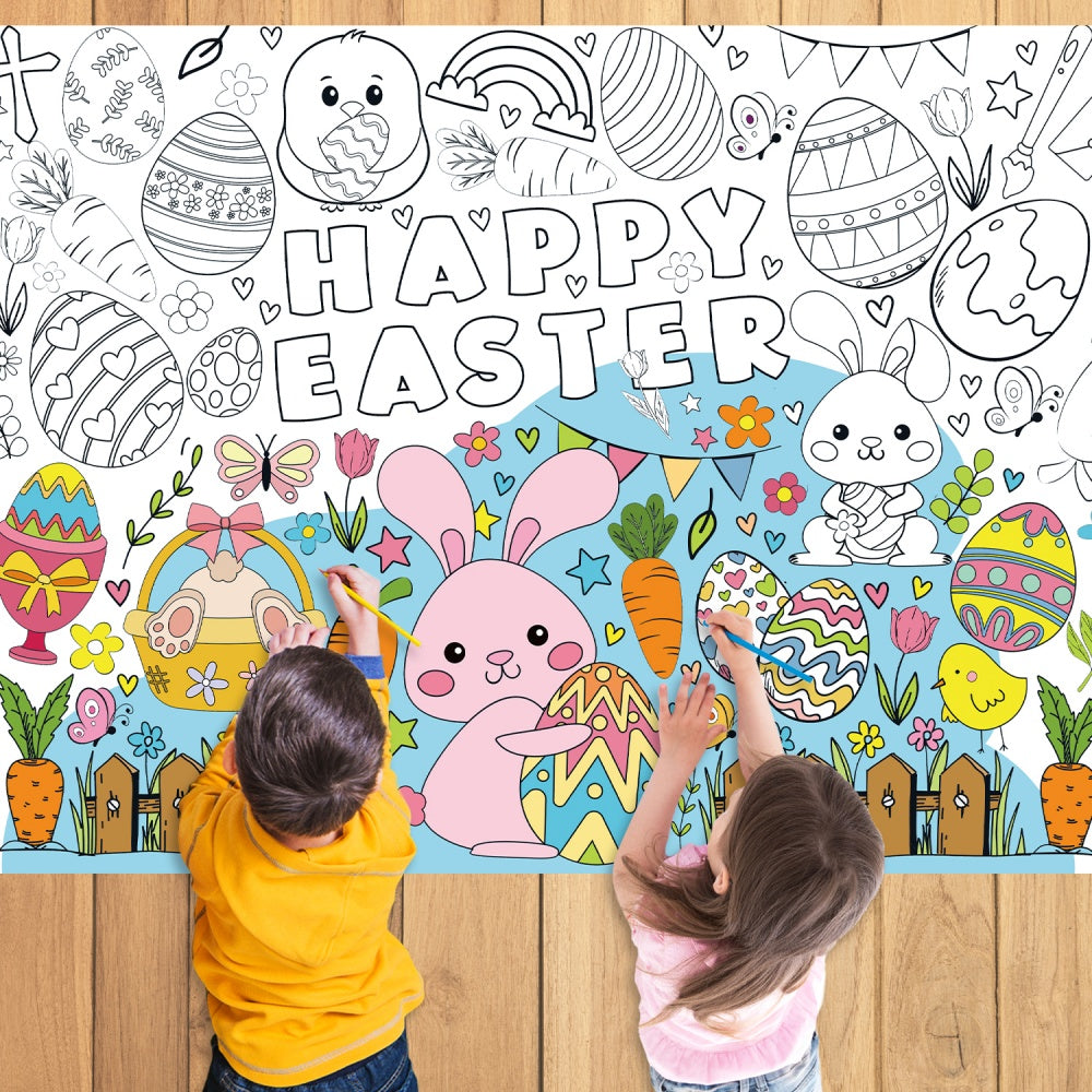 Oster-Graffiti-Poster zum Ausmalen von Tischdecken aus Papier – lustige Aktivität für Kinder! 🐣🎨