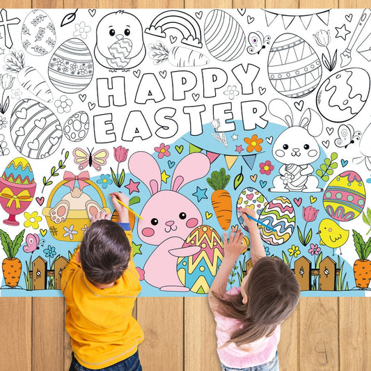 Oster-Graffiti-Poster zum Ausmalen von Tischdecken aus Papier – lustige Aktivität für Kinder! 🐣🎨