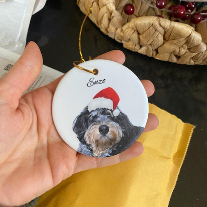 Personalized Pet First Christmas Ornament 2025 | Double-Sided Ceramic
