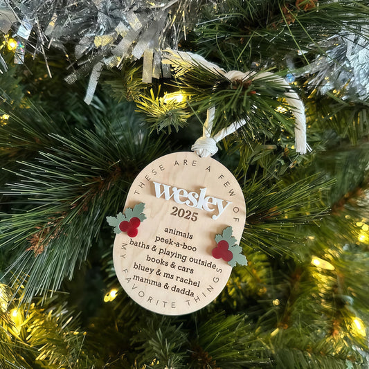 Personalized Favorite Things Ornament – Kids Christmas Keepsake