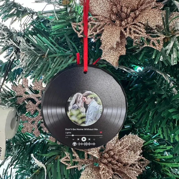 Custom Song Photo Glass Ornament | Personalized Couple Gift