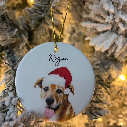 Personalized Pet First Christmas Ornament 2025 | Double-Sided Ceramic