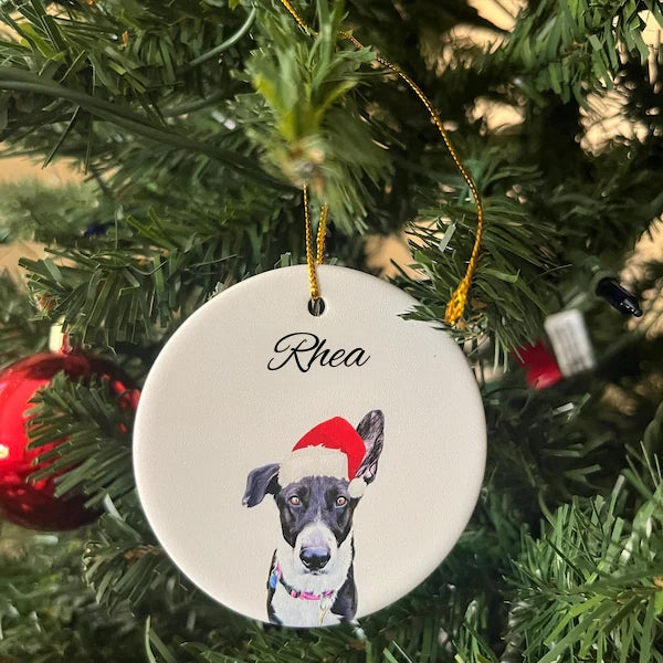 Personalized Pet First Christmas Ornament 2025 | Double-Sided Ceramic