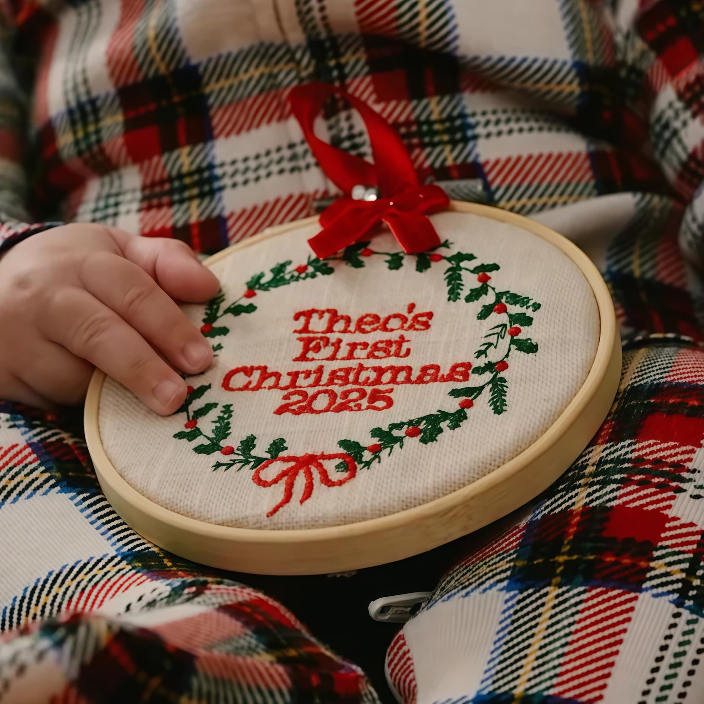 Embroidered Baby’s First Christmas Ornament – Personalized Heirloom Keepsake
