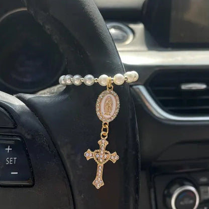 Custom Virgin of Guadalupe Steering Wheel Charm – Elegant Car Decor Gift