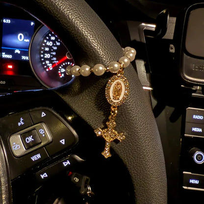 Custom Virgin of Guadalupe Steering Wheel Charm – Elegant Car Decor Gift