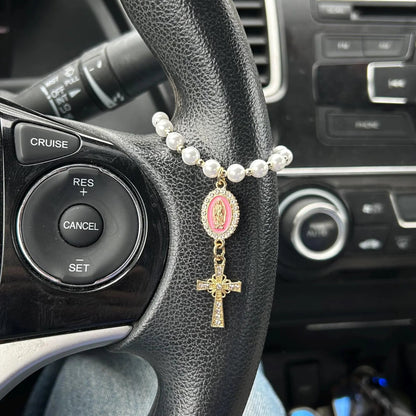 Custom Virgin of Guadalupe Steering Wheel Charm – Elegant Car Decor Gift