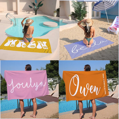 Custom Name Beach Towel – Personalized Birthday, Pool Party, or Vacation Gift