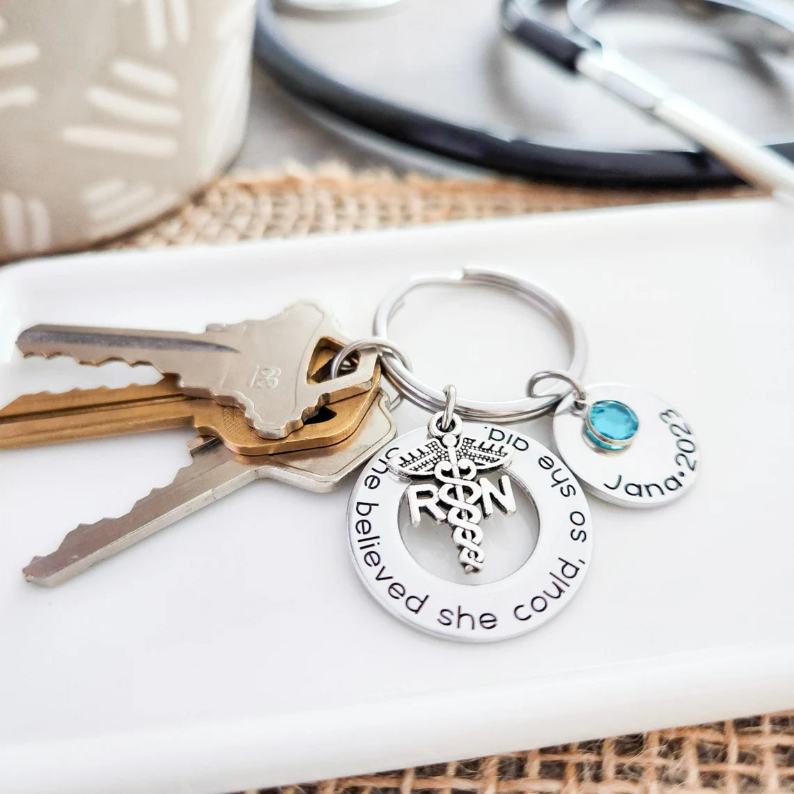 RN MSN Nurse Keychain | Personalized Graduation Gift for Nursing Students