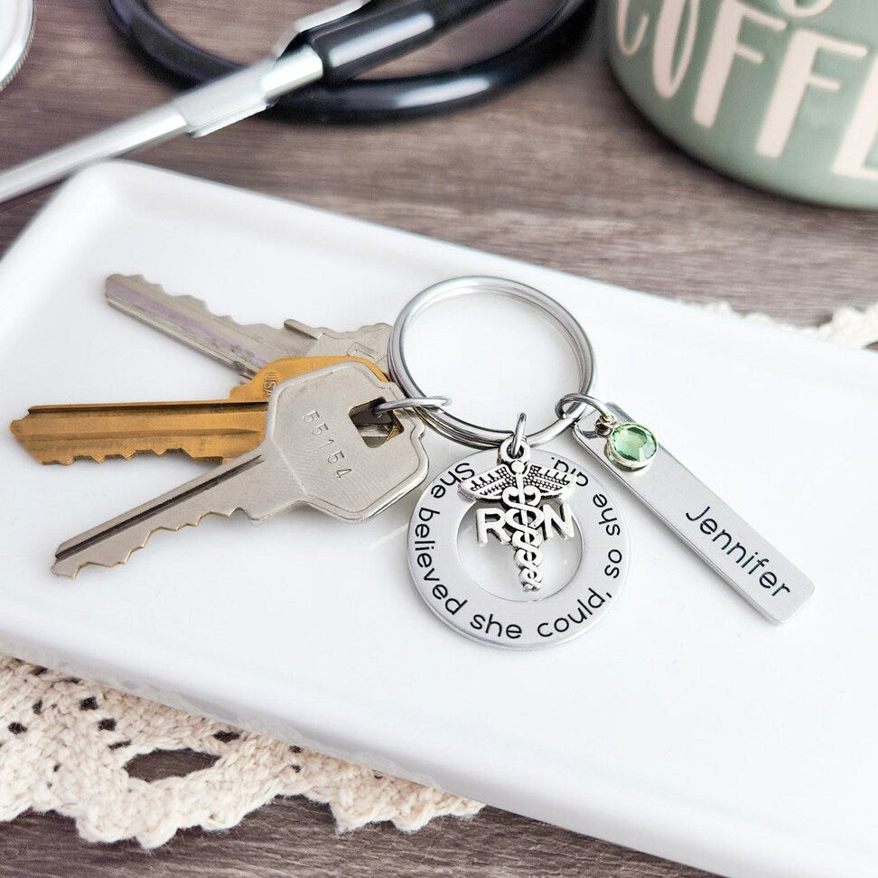 RN MSN Nurse Keychain | Personalized Graduation Gift for Nursing Students