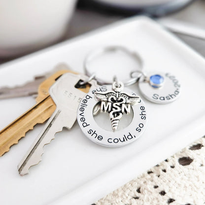 RN MSN Nurse Keychain | Personalized Graduation Gift for Nursing Students
