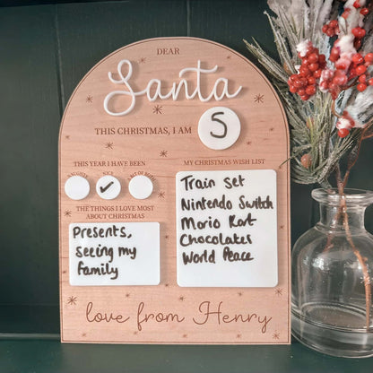 Personalized Dear Santa Christmas Wish Board – Custom Name Sign