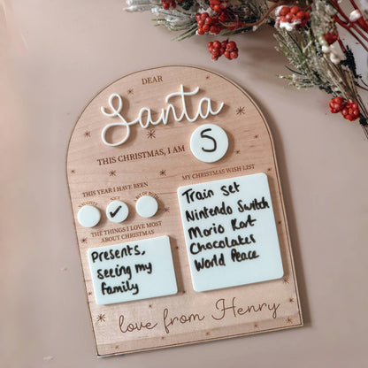 Personalized Dear Santa Christmas Wish Board – Custom Name Sign