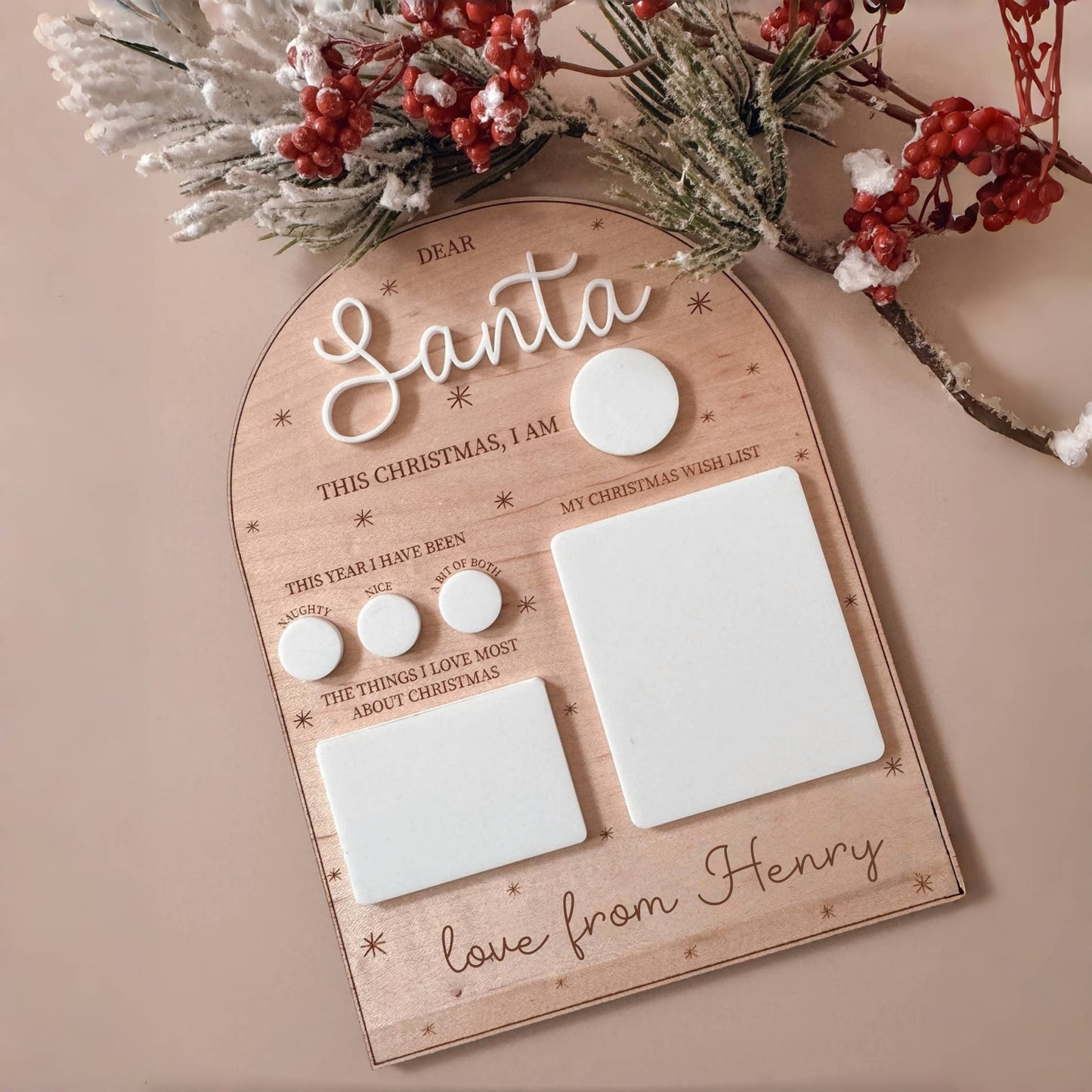 Personalized Dear Santa Christmas Wish Board – Custom Name Sign