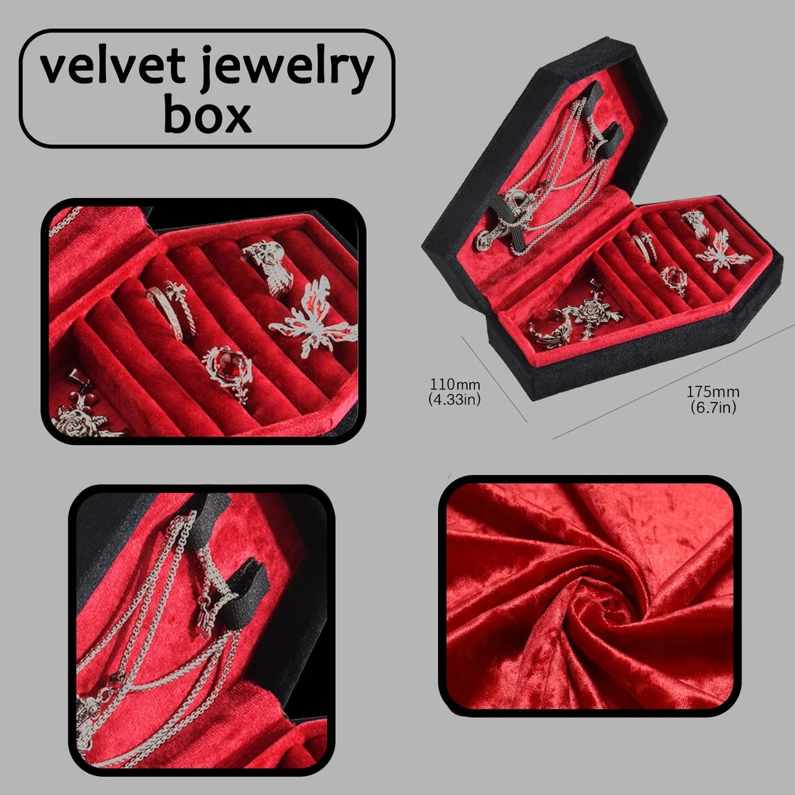 Personalized Coffin Jewelry Box – Gothic Halloween Gift
