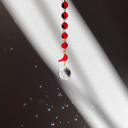 Eternal Rainbow SunCatcher – Memorial Gift with Initial Charm Cardinal