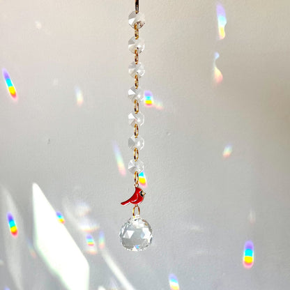 Eternal Rainbow SunCatcher – Memorial Gift with Initial Charm Cardinal