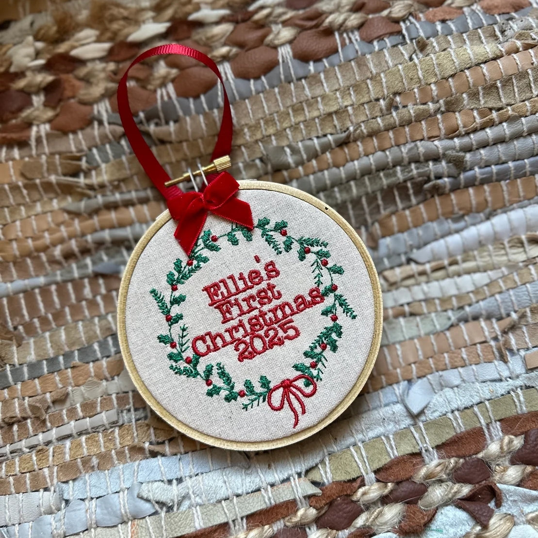 Embroidered Baby’s First Christmas Ornament – Personalized Heirloom Keepsake