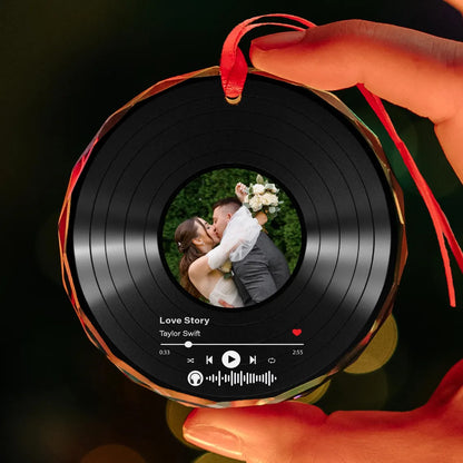 Custom Song Photo Glass Ornament | Personalized Couple Gift