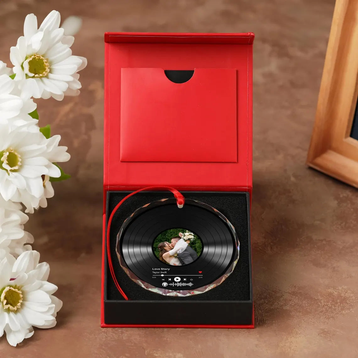 Custom Song Photo Glass Ornament | Personalized Couple Gift