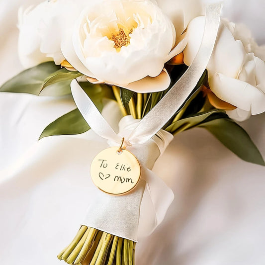 Custom Handwriting Wedding Bouquet Charm – Memorial Gift for Bride